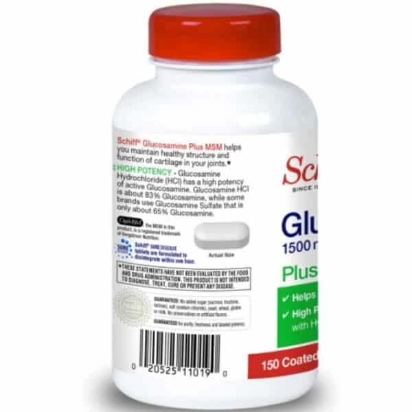 Glucosamina - Schiff Glucosamine 1500mg Plus MSM and Hyaluronic Acid, 150 tablets - Joint Supplement - Image 2