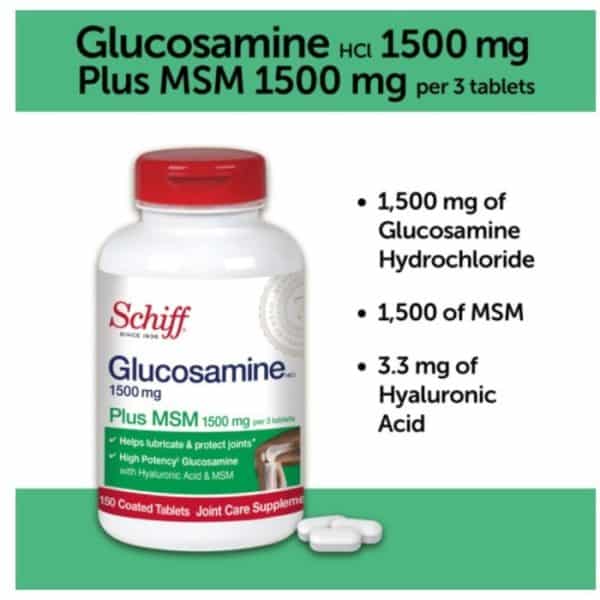 Glucosamina - Schiff Glucosamine 1500mg Plus MSM and Hyaluronic Acid, 150 tablets - Joint Supplement - Image 4