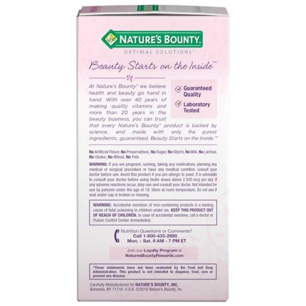 Nature's Bounty Optimal Solutions Hair Skin & Nails Extra Strength - Image 2