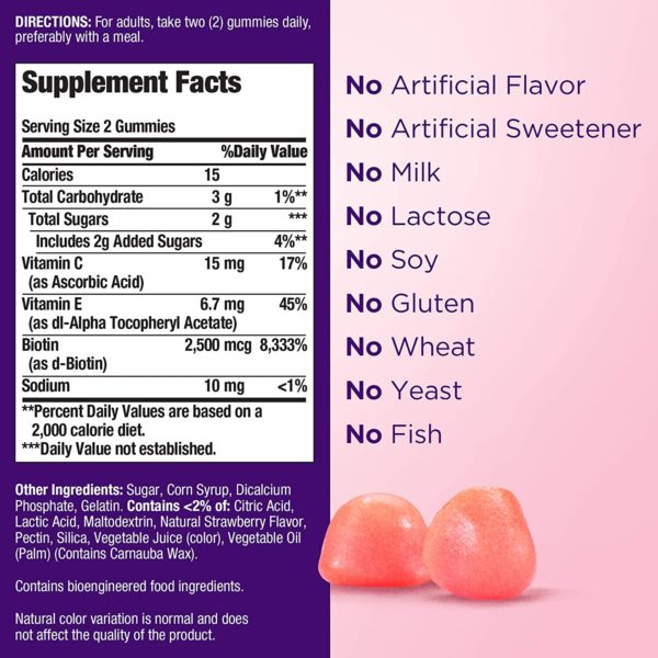 Nature's Bounty Vitamin Biotin Optimal Solutions Hair, Skin and Nails Gummies (200 Count) - Image 6